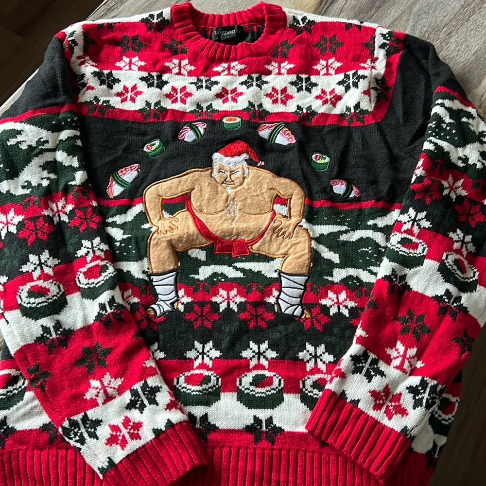 Ugly Christmas Sweater Sumo Sushi L